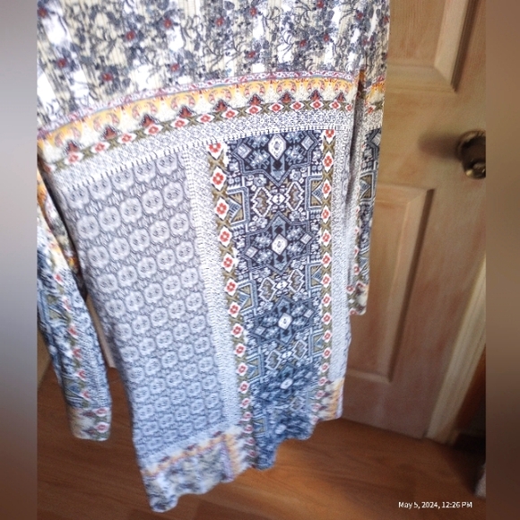 Parsley & Sage Floral abstract casual button down tunic hi low size large - Picture 3 of 8